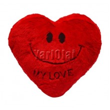MY Love Smiley  Face Heart Cushion - RED